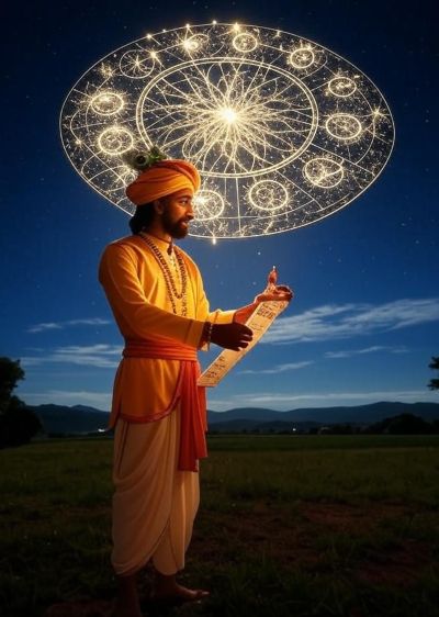 A person performing a traditional pooja ritual